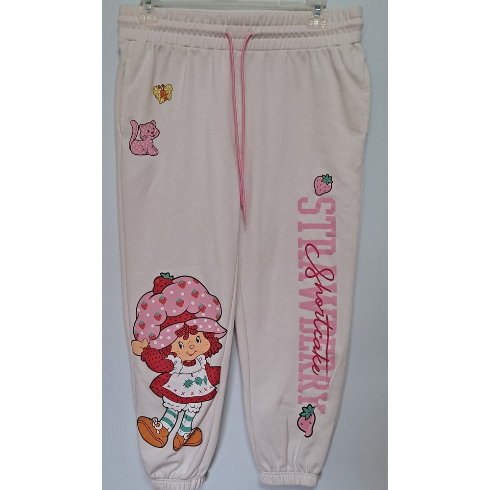 Women's‎ Strawberry Shortcake Winter White Jogger Graphic Sweatpants L